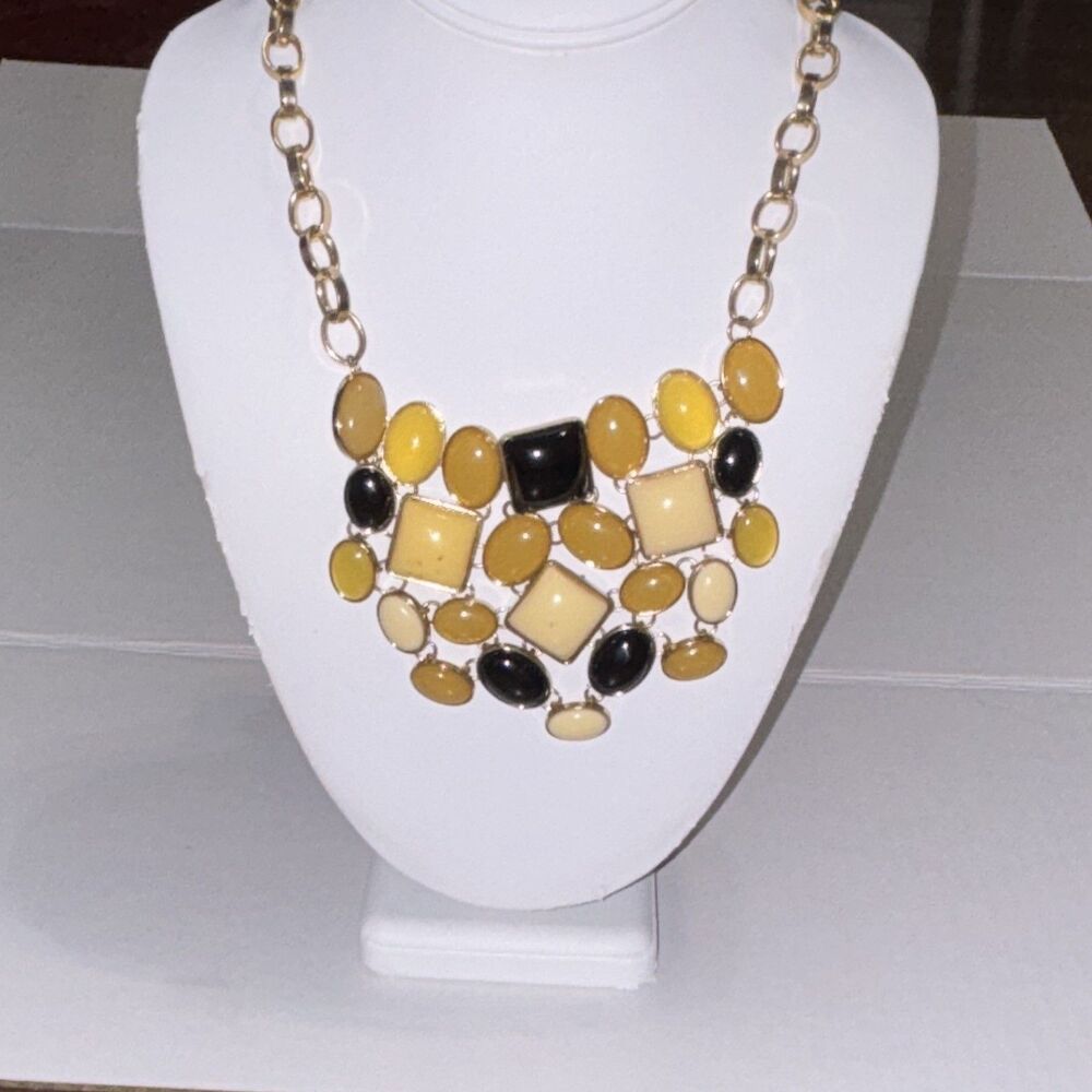 Vintage The Limited Geometric Cabochon Statement Bib Necklace